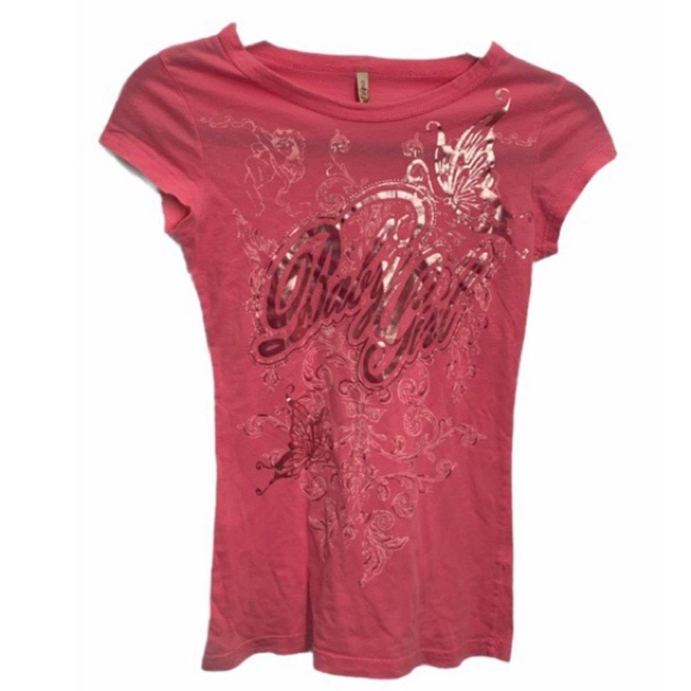 SOLD-Pink baby girl Y2K tee